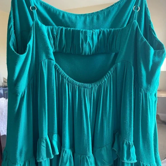 Teal Tiered Spaghetti Strap Dress - Picture 4 of 7